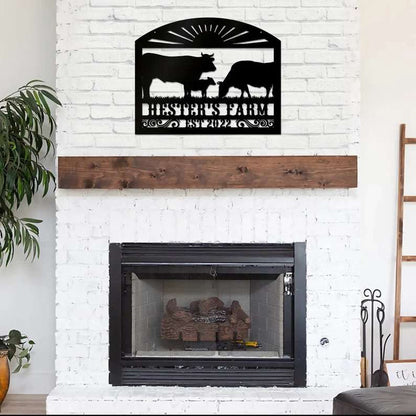 Farm Metal Sign, Personalized Cow On A Farm Animal Farmhouse Decoration Cut Metal Sign