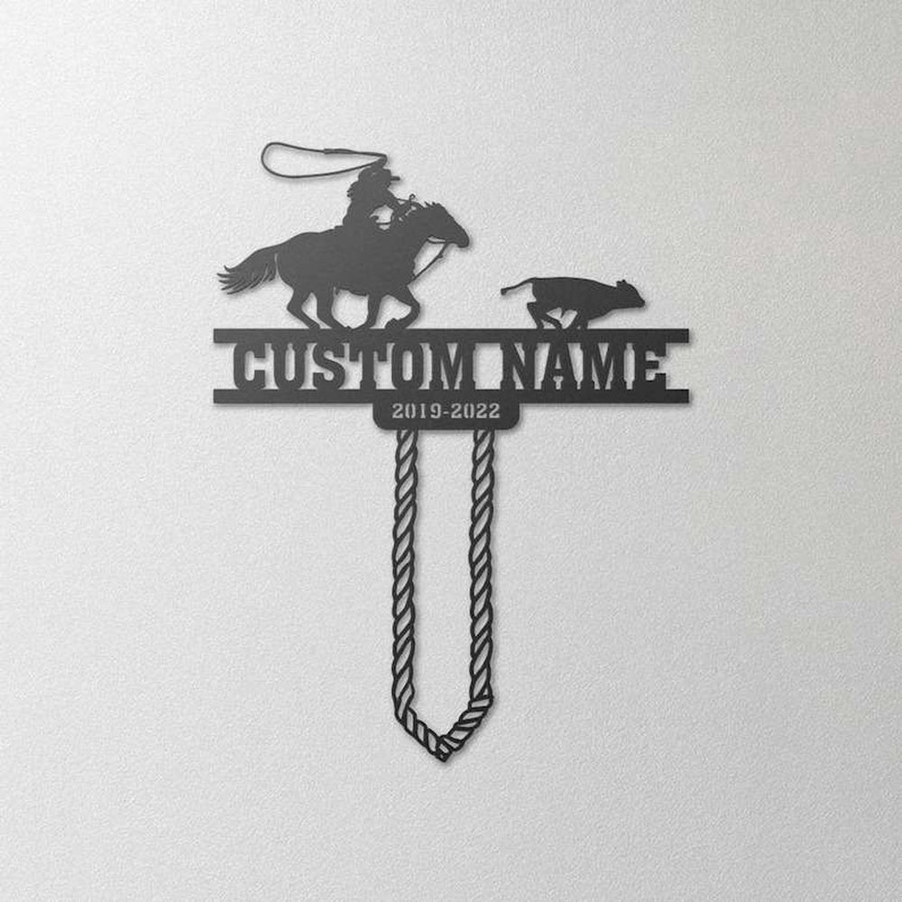 Farm Metal Sign, Personalized Cowboy Roping Memorial Sign Yard Stakes Grave Marker Cemetery Decor Custom Metal Sign