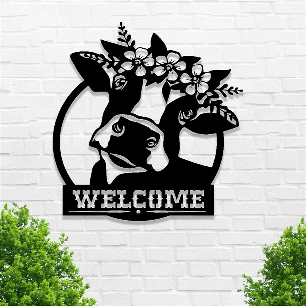 Farm Metal Sign, Personalized Cute Cow Metal Signs Welcome Housefarm Wall Art Rustic Farm Decor
