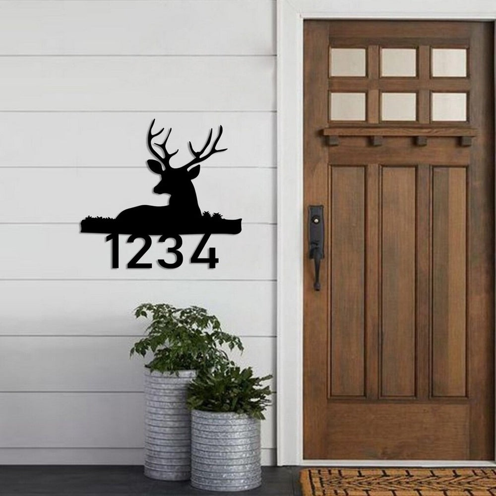 Farm Metal Sign, Personalized Deer House Number Sign Metal Address Signs Home Decor Outdoor