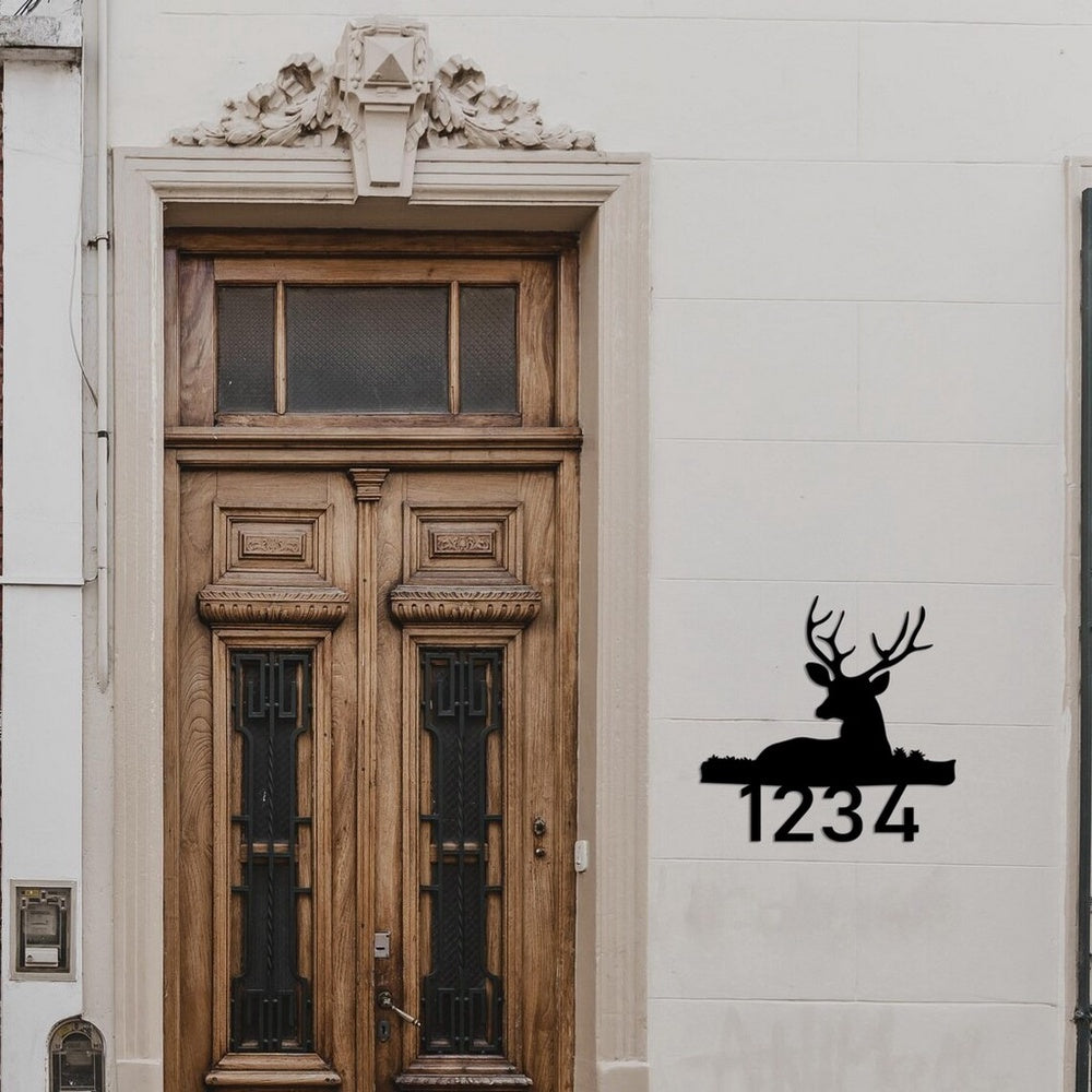 Farm Metal Sign, Personalized Deer House Number Sign Metal Address Signs Home Decor Outdoor