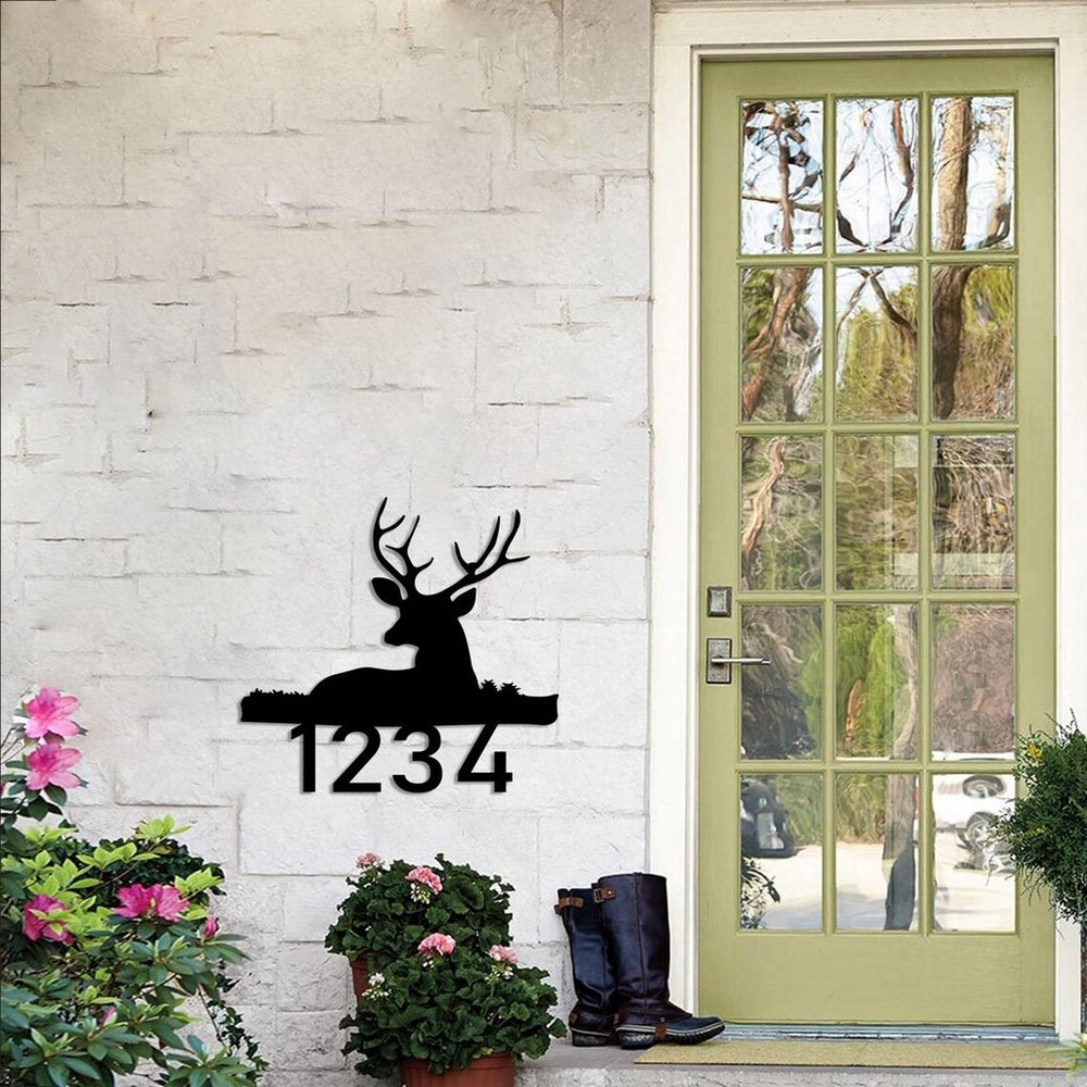 Farm Metal Sign, Personalized Deer House Number Sign Metal Address Signs Home Decor Outdoor