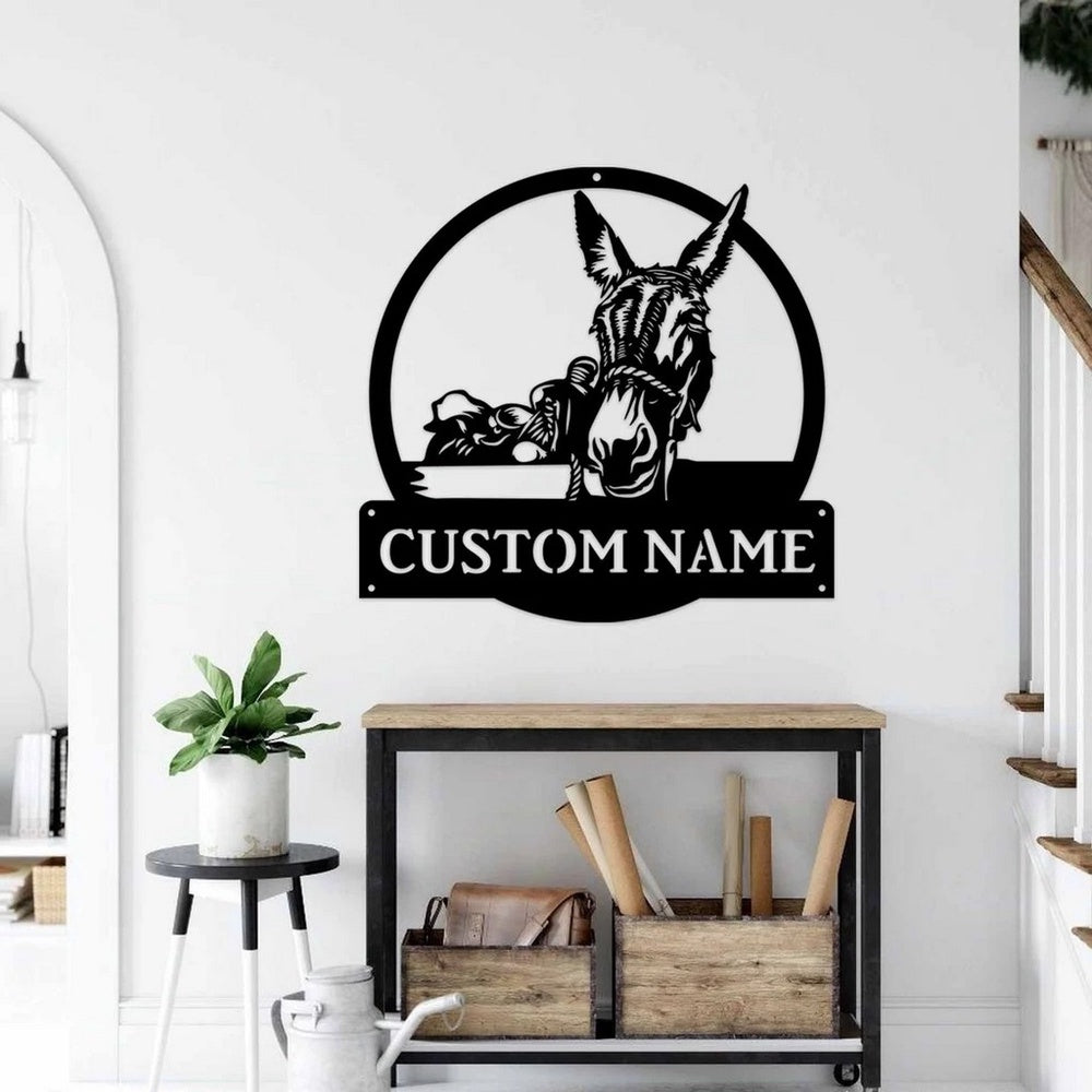 Farm Metal Sign, Personalized Donkey Metal Sign Ranch FarmHouse Decor Outdoor Gifts for Farmer