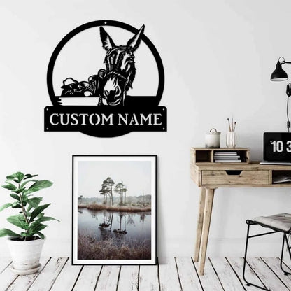 Farm Metal Sign, Personalized Donkey Metal Sign Ranch FarmHouse Decor Outdoor Gifts for Farmer