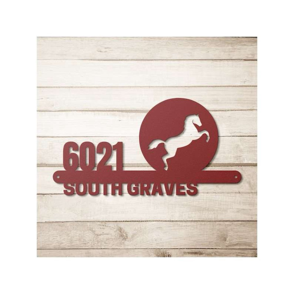 Farm Metal Sign, Personalized Equestrian Address Sign Horse Lovers House Number Plaque Custom Metal Sign