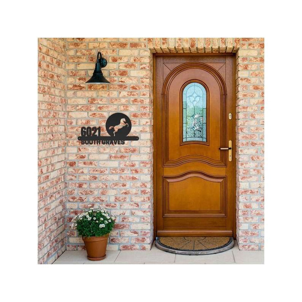 Farm Metal Sign, Personalized Equestrian Address Sign Horse Lovers House Number Plaque Custom Metal Sign