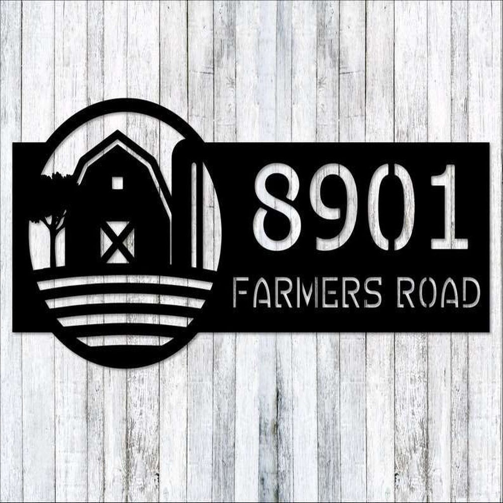 Farm Metal Sign, Personalized Farm Barn Address Sign Choose Style House Number Plaque Custom Metal Sign