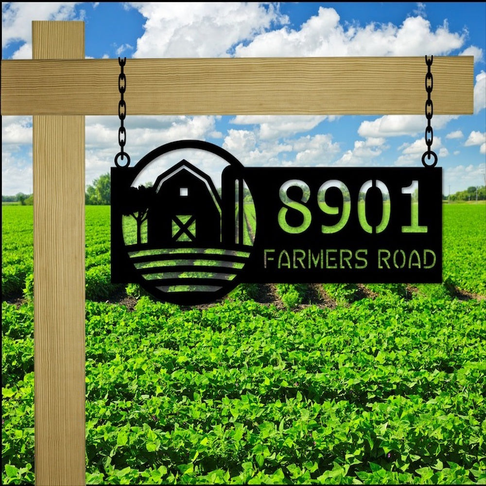 Farm Metal Sign, Personalized Farm Barn Address Sign Choose Style House Number Plaque Custom Metal Sign