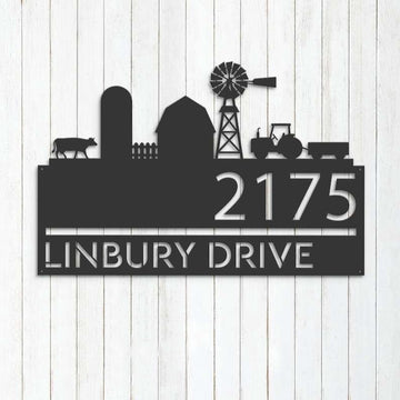 Farm Metal Sign, Personalized Farm Landscape Ranch Address Sign Farm House Number Plaque Custom Metal Sign