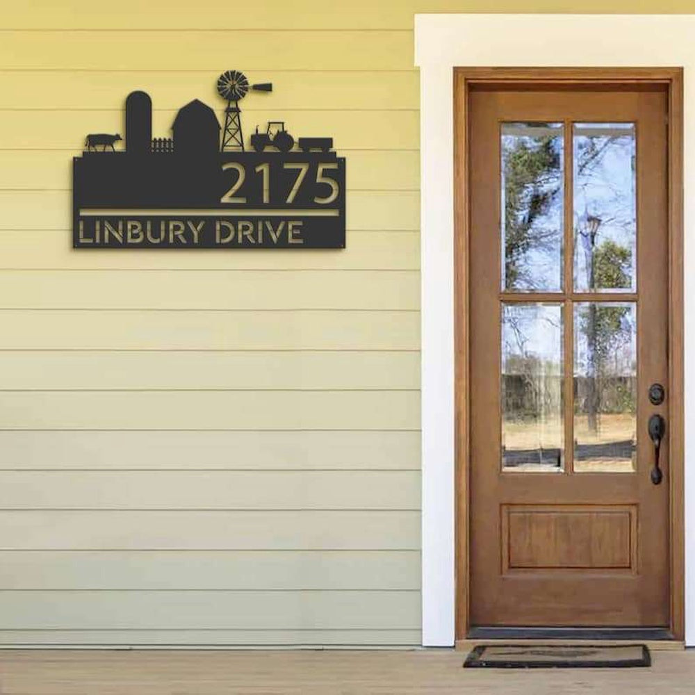 Farm Metal Sign, Personalized Farm Landscape Ranch Address Sign Farm House Number Plaque Custom Metal Sign