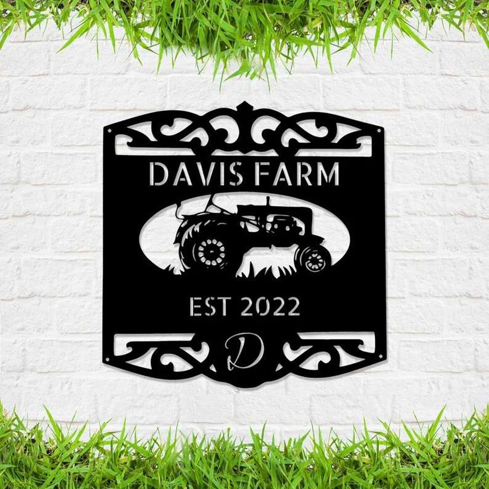 Farm Metal Sign, Personalized Farmhouse Sign Farm Tractor Outdoor Home Decor