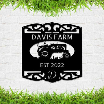 Farm Metal Sign, Personalized Farmhouse Sign Farm Tractor Outdoor Home Decor