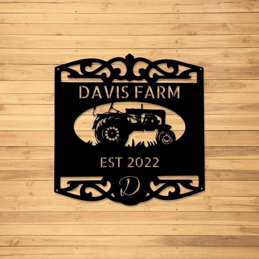Farm Metal Sign, Personalized Farmhouse Sign Farm Tractor Outdoor Home Decor