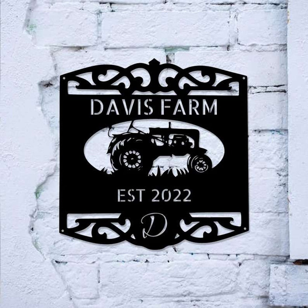 Farm Metal Sign, Personalized Farmhouse Sign Farm Tractor Outdoor Home Decor