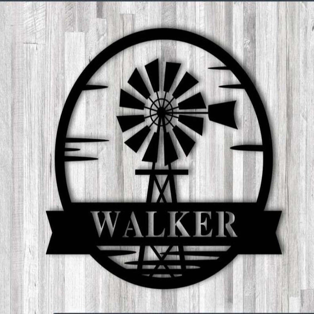 Farm Metal Sign, Personalized Farmhouse Windmill Wall Decor Rustic Farm Sign Decoration