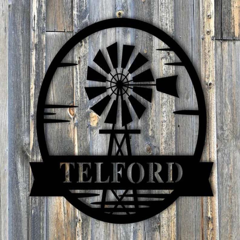 Farm Metal Sign, Personalized Farmhouse Windmill Wall Decor Rustic Farm Sign Decoration
