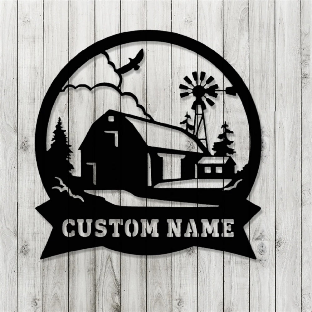 Farm Metal Sign, Personalized Farming Farmhouse Custom Name Cut Metal Sign Farmhouse Wall Decor