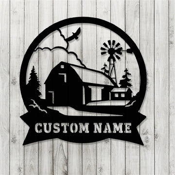 Farm Metal Sign, Personalized Farming Farmhouse Custom Name Cut Metal Sign Farmhouse Wall Decor