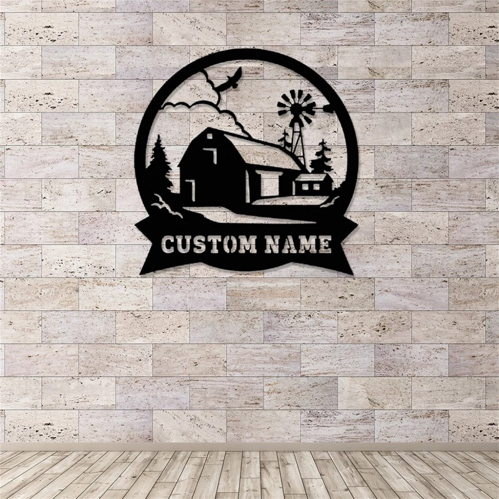 Farm Metal Sign, Personalized Farming Farmhouse Custom Name Cut Metal Sign Farmhouse Wall Decor