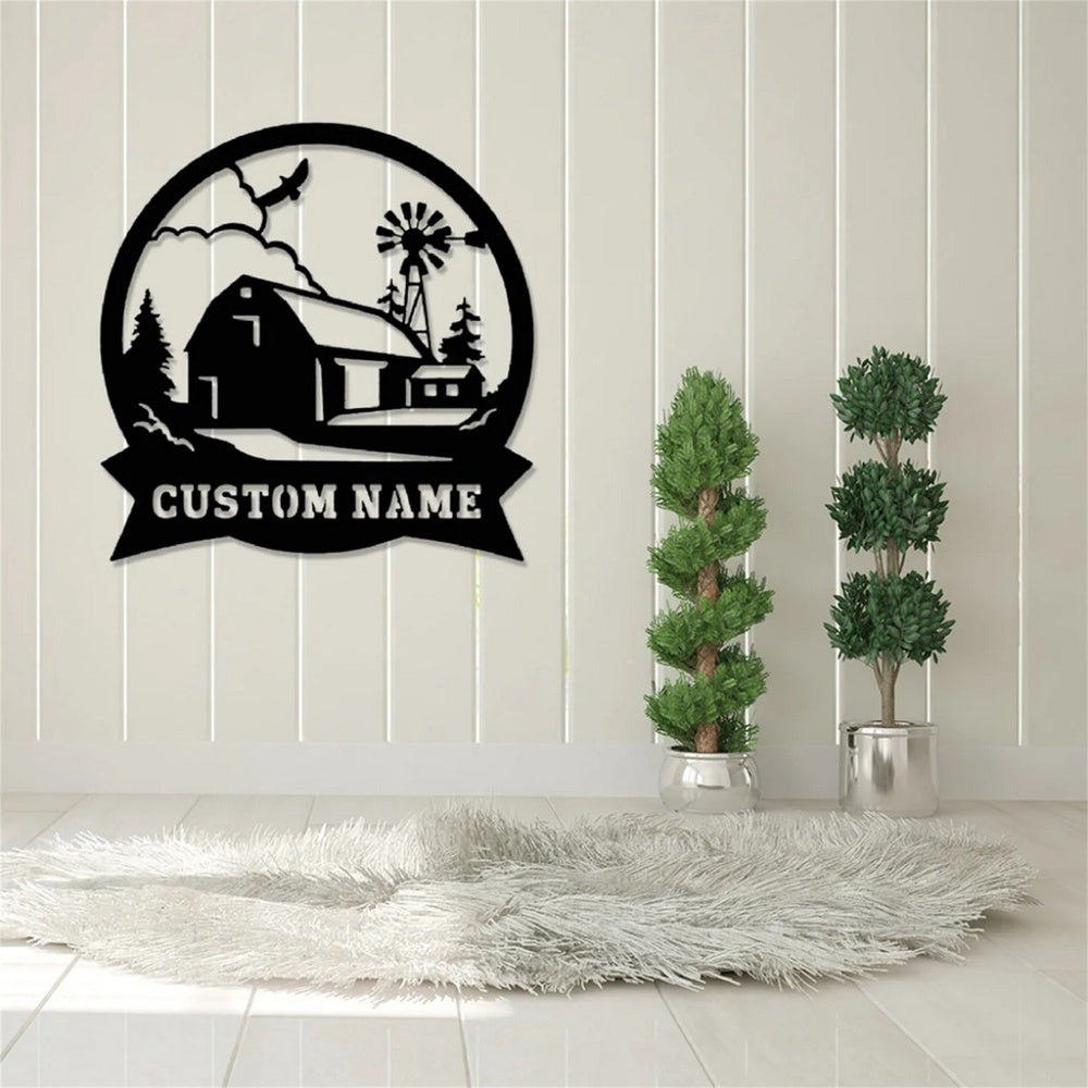 Farm Metal Sign, Personalized Farming Farmhouse Custom Name Cut Metal Sign Farmhouse Wall Decor