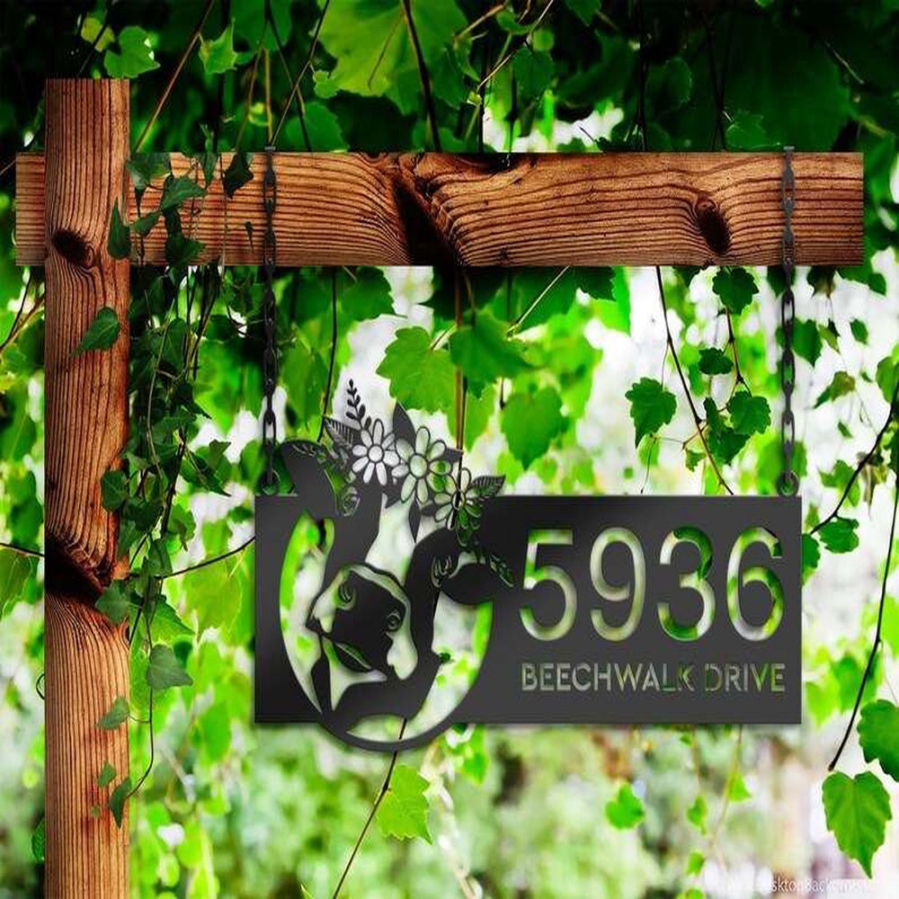 Farm Metal Sign, Personalized Floral Cow Ranch Farmhouse Farm Animal Address Sign House Number Plaque Custom Metal Sign