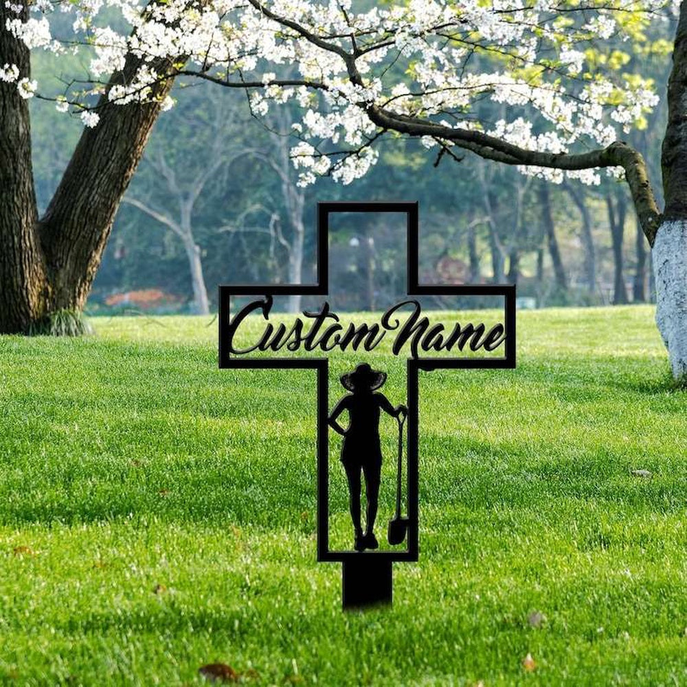 Farm Metal Sign, Personalized Gardener Memorial Sign Yard Stakes Grave Marker Cemetery Decor Custom Metal Sign