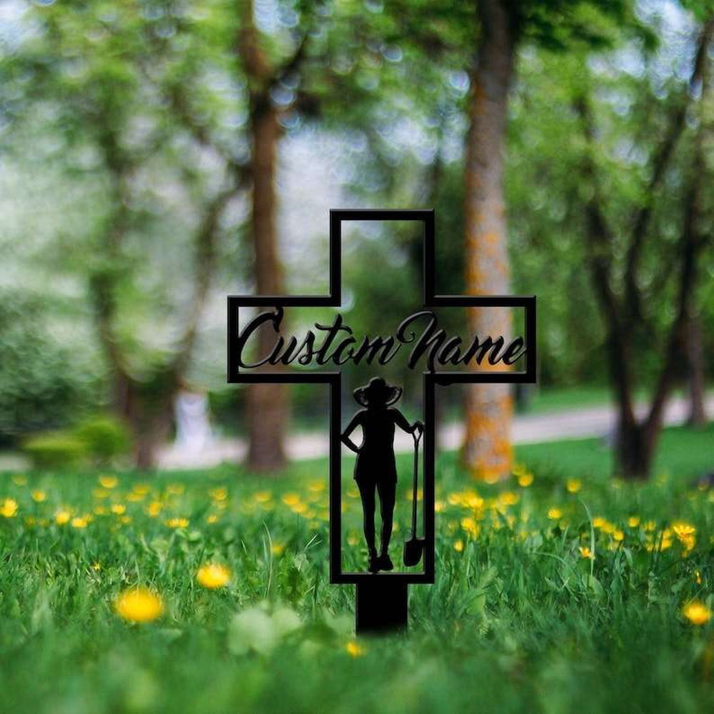Farm Metal Sign, Personalized Gardener Memorial Sign Yard Stakes Grave Marker Cemetery Decor Custom Metal Sign