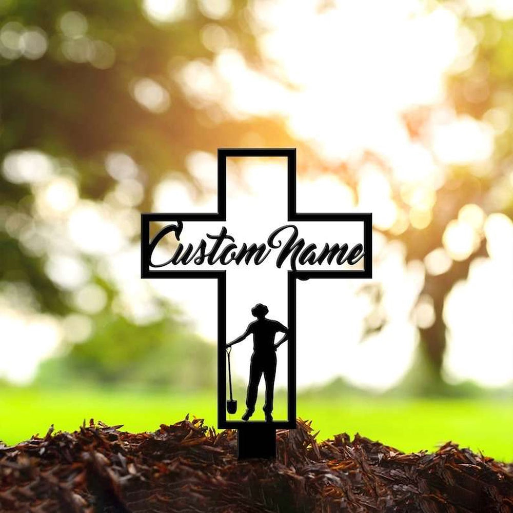 Farm Metal Sign, Personalized Gardener Memorial Sign Yard Stakes Grave Marker Cemetery Decor Custom Metal Sign