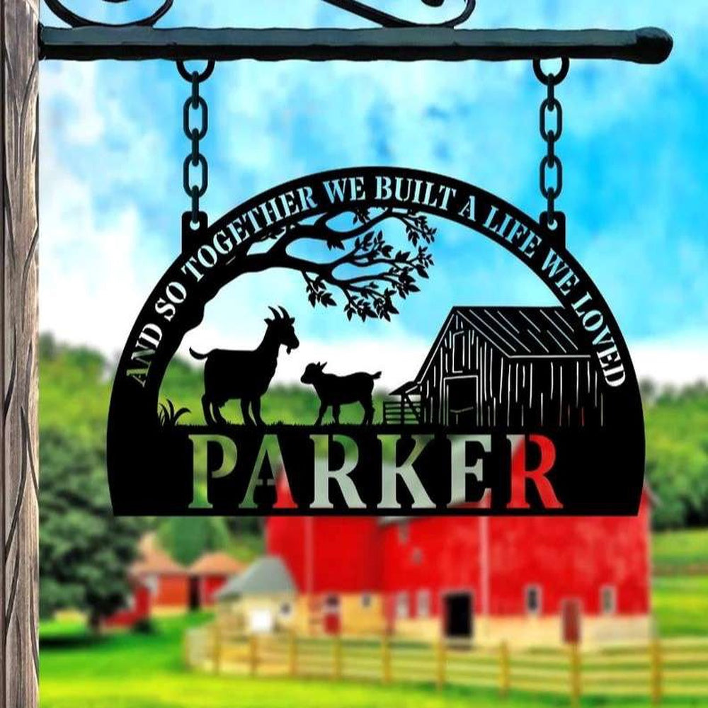 Farm Metal Sign, Personalized Goat Farm Metal Sign - Farmhouse Decor for Farmers Goat Ranch