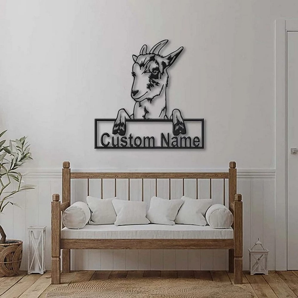 Farm Metal Sign, Personalized Goat Farm Metal Sign Custom Metal Name Signs Decor Wreath Outdoor