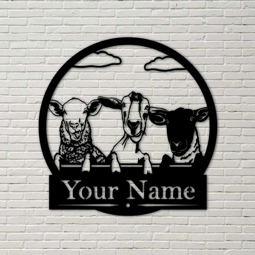 Farm Metal Sign, Personalized Goat Sheep Farm Metal Sign Housefarm Decor Outdoor