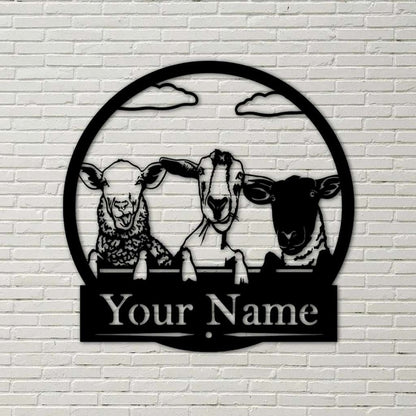 Farm Metal Sign, Personalized Goat Sheep Farm Metal Sign Housefarm Decor Outdoor
