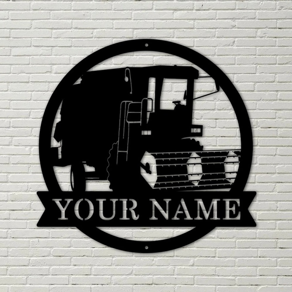 Farm Metal Sign, Personalized Harvester Farm Tractor Metal Farmhouse Kitchen Signs Wall Decor