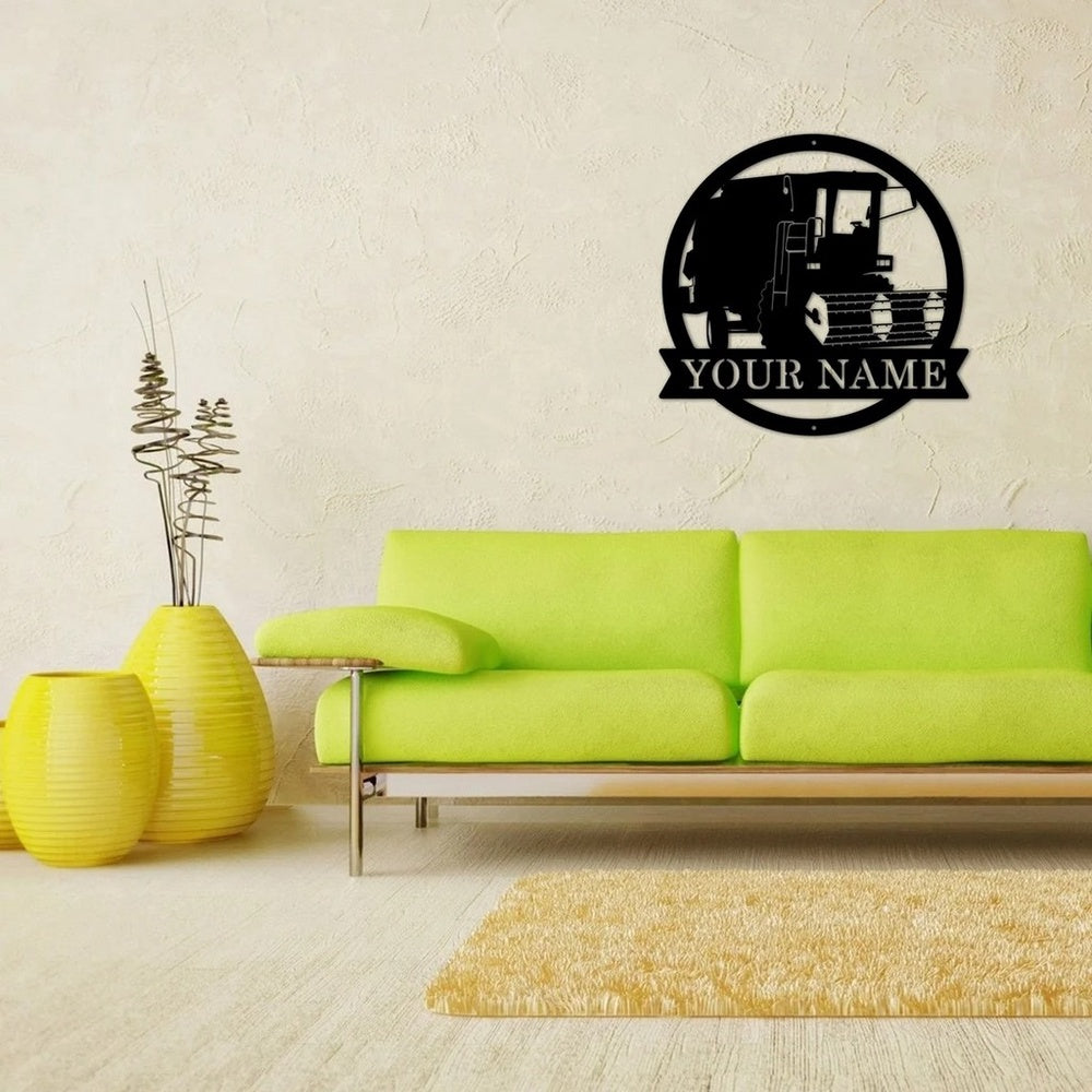 Farm Metal Sign, Personalized Harvester Farm Tractor Metal Farmhouse Kitchen Signs Wall Decor