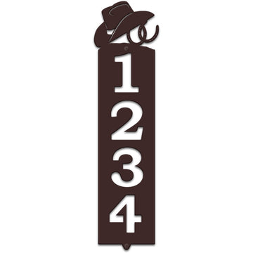 Farm Metal Sign, Personalized Hat and Horseshoes Western Cowboy Address Sign House Number Plaque Custom Metal Sign