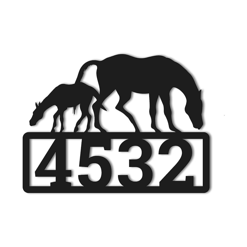 Farm Metal Sign, Personalized Horse Address Sign Barn Cabin Mountain Home House Number Plaque Custom Metal Sign
