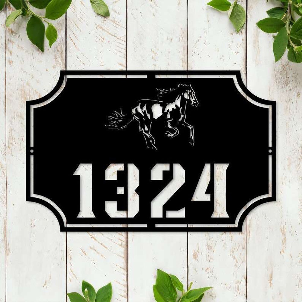 Farm Metal Sign, Personalized Horse Address Sign House Number Plaque Custom Metal Sign