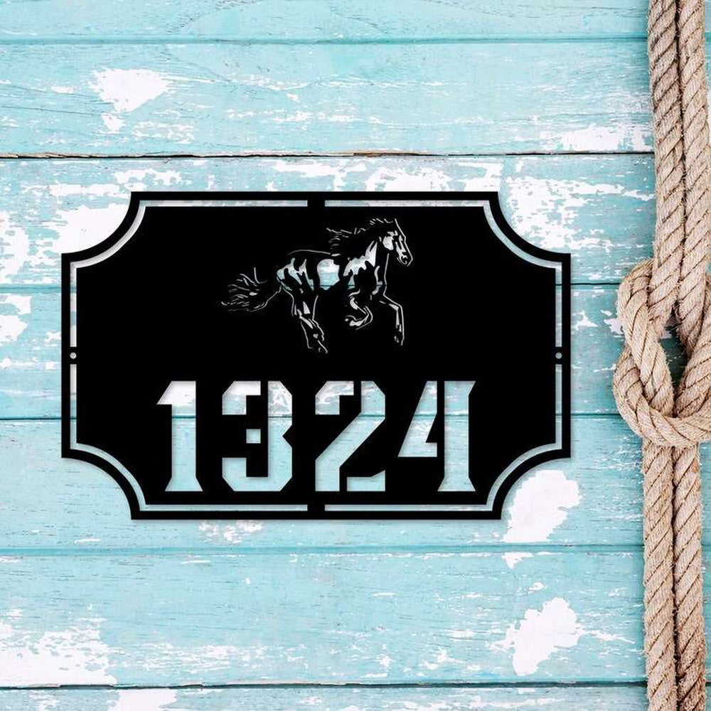 Farm Metal Sign, Personalized Horse Address Sign House Number Plaque Custom Metal Sign