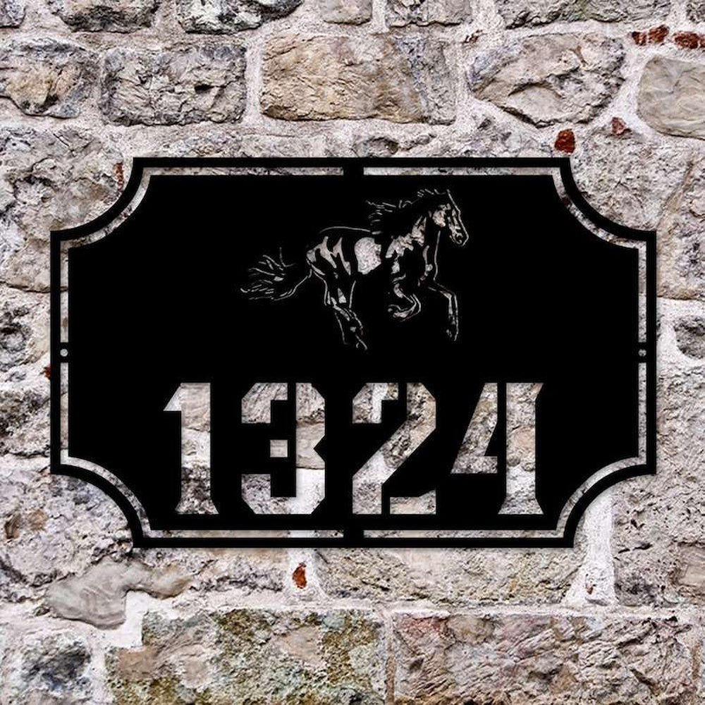 Farm Metal Sign, Personalized Horse Address Sign House Number Plaque Custom Metal Sign