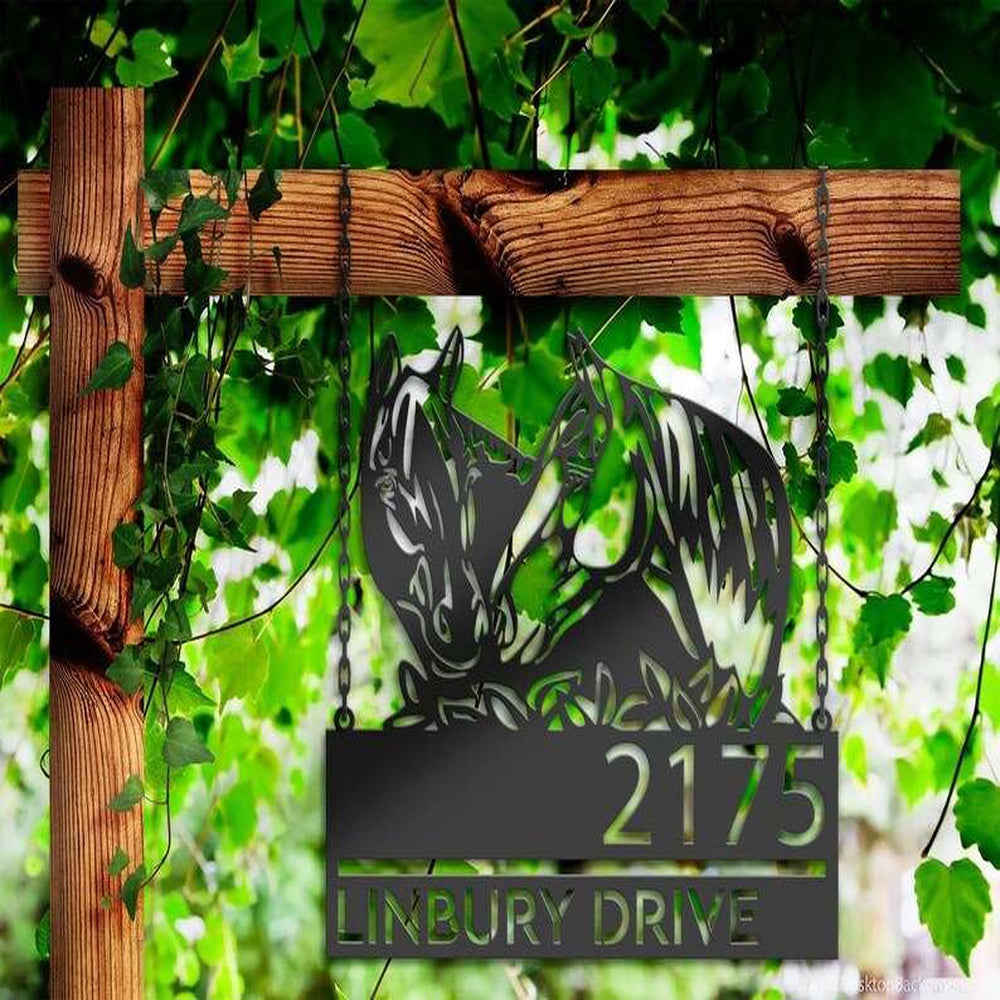 Farm Metal Sign, Personalized Horse Couple Farm House Ranch Address Sign House Number Plaque Custom Metal Sign