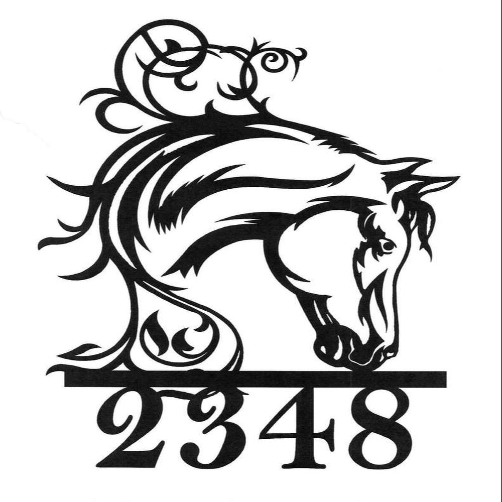 Farm Metal Sign, Personalized Horse Head Address Sign House Number Plaque Custom Metal Sign
