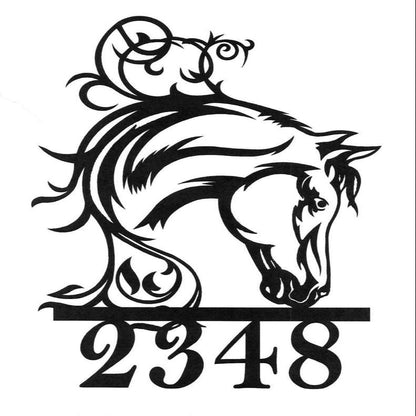 Farm Metal Sign, Personalized Horse Head Address Sign House Number Plaque Custom Metal Sign