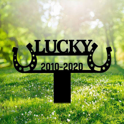 Farm Metal Sign, Personalized Horse Memorial Sign Yard Stakes Horseshoes Cross Grave Marker Cemetery Decor Custom Metal Sign