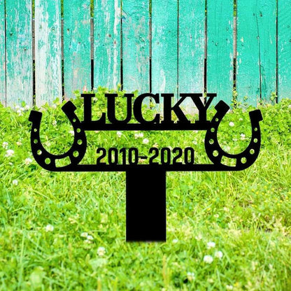 Farm Metal Sign, Personalized Horse Memorial Sign Yard Stakes Horseshoes Cross Grave Marker Cemetery Decor Custom Metal Sign