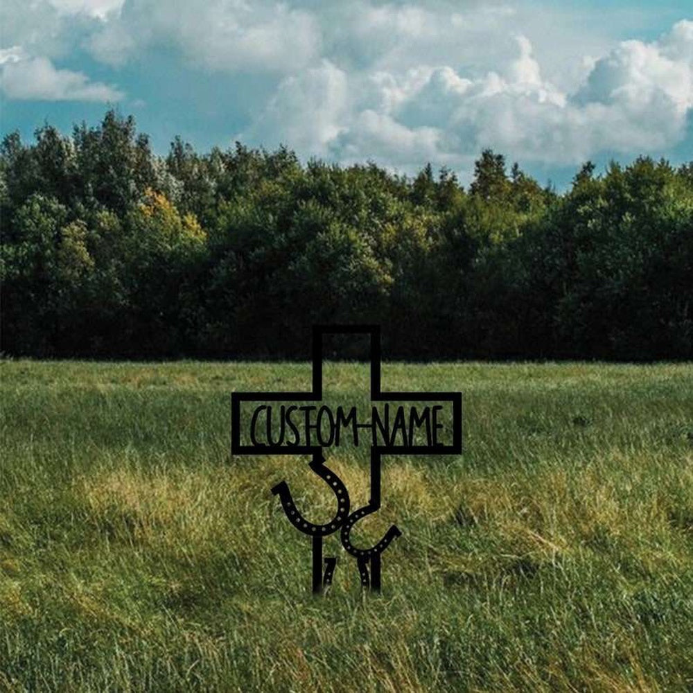 Farm Metal Sign, Personalized Horse Memorial Sign Yard Stakes Horseshoes Grave Marker Cemetery Decor Custom Metal Sign