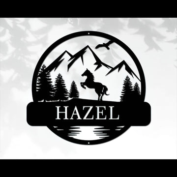 Farm Metal Sign, Personalized Horse Metal Sign Farmhouse Horse Signs Mountain Decor Ranch Sign Wall Decors