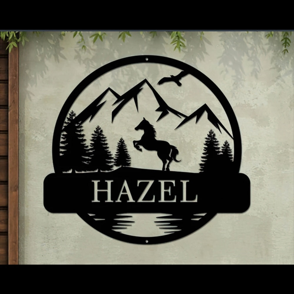 Farm Metal Sign, Personalized Horse Metal Sign Farmhouse Horse Signs Mountain Decor Ranch Sign Wall Decors