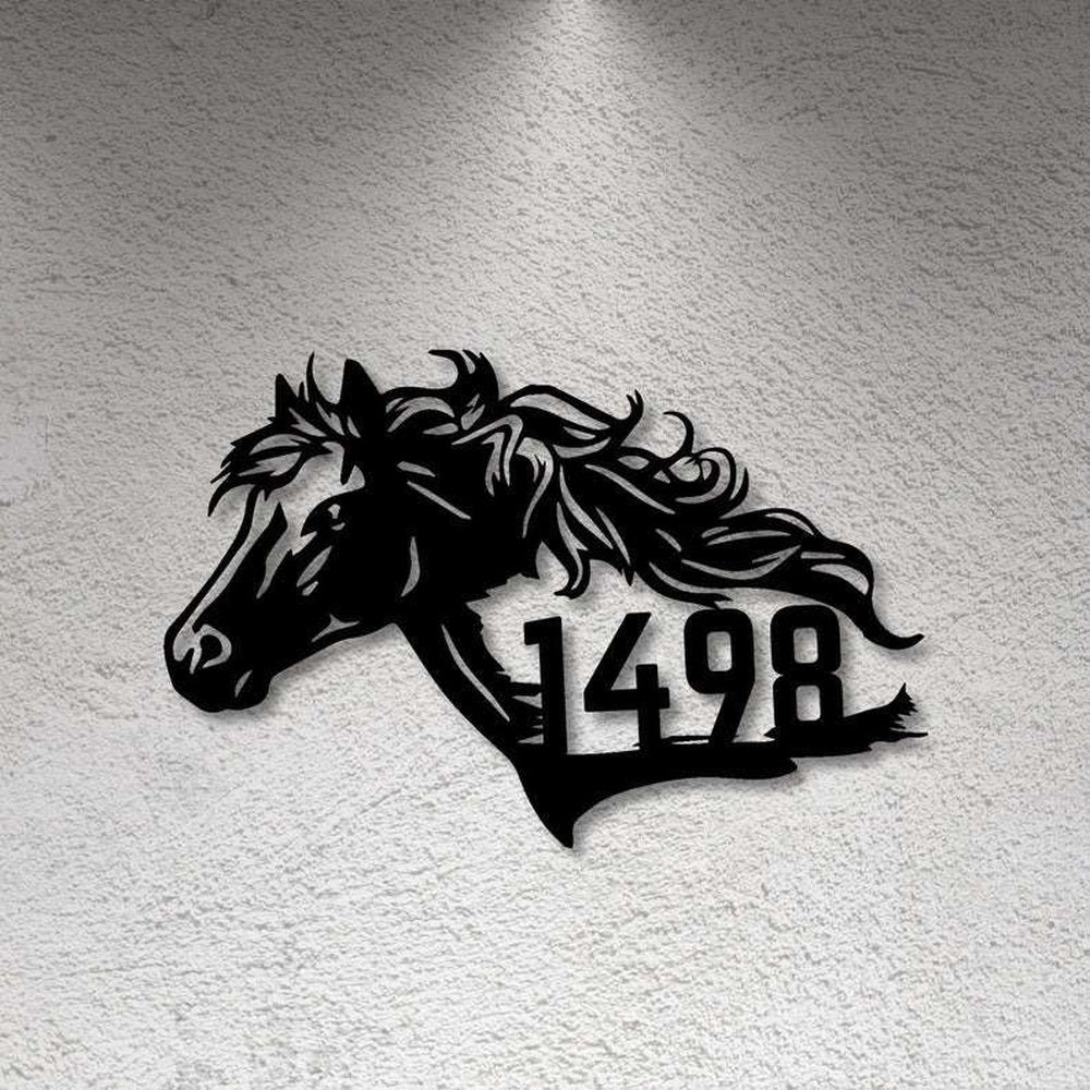 Farm Metal Sign, Personalized Horse Ranch Farmhouse Address Sign House Number Plaque Custom Metal Sign