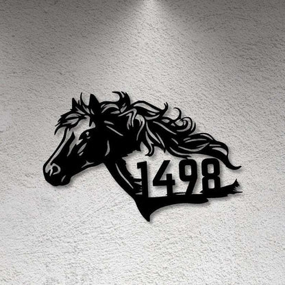 Farm Metal Sign, Personalized Horse Ranch Farmhouse Address Sign House Number Plaque Custom Metal Sign