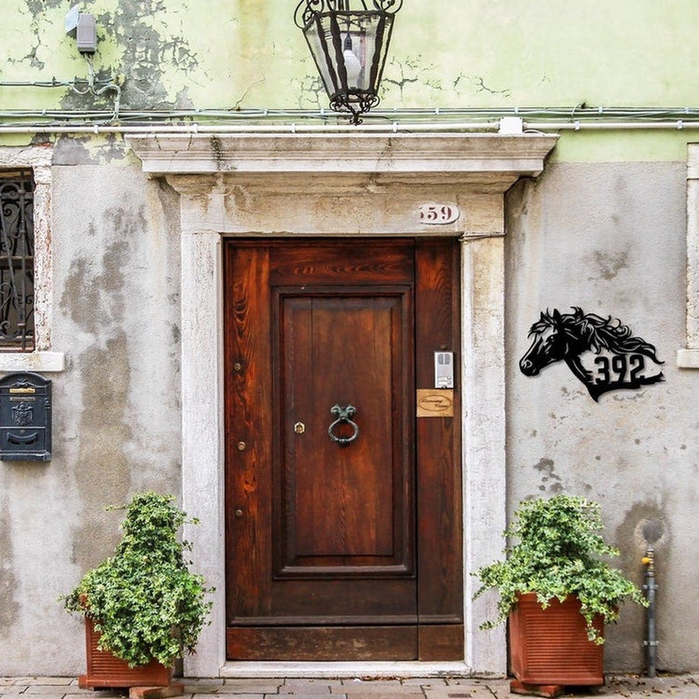 Farm Metal Sign, Personalized Horse Ranch Farmhouse Address Sign House Number Plaque Custom Metal Sign